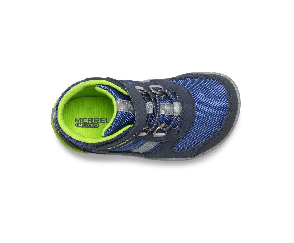 Merrell Boots Navy/Green - Bare Access Steps® Ridge Jr Hiker - Kids 46VPNFRZT